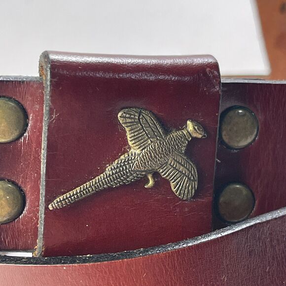 Royden Kevins Duck Belt Mens Size 40 Burgundy Leather Flawed - Picture 2 of 12